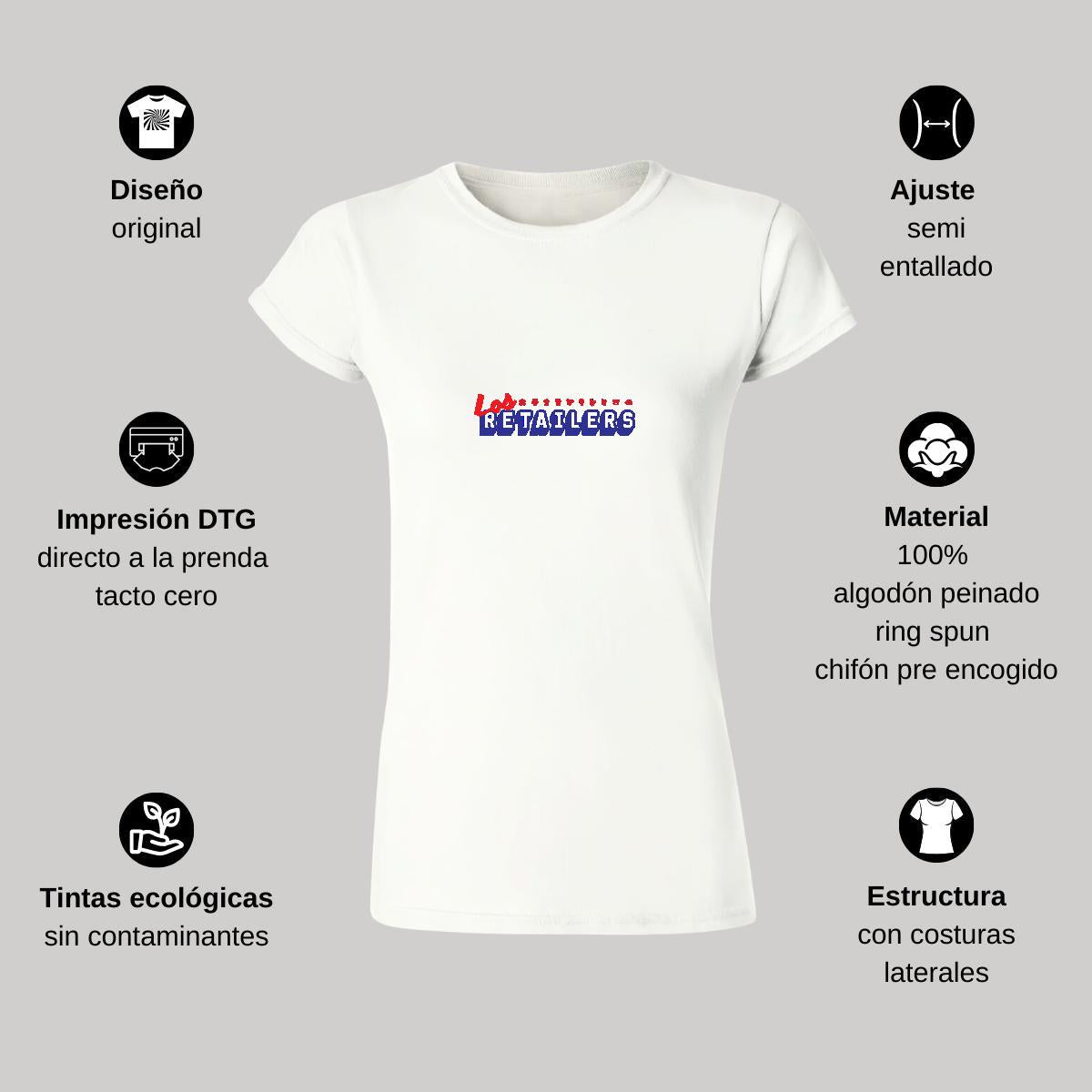 Playera Manga Corta Mujer Blanco Personalizable Logo