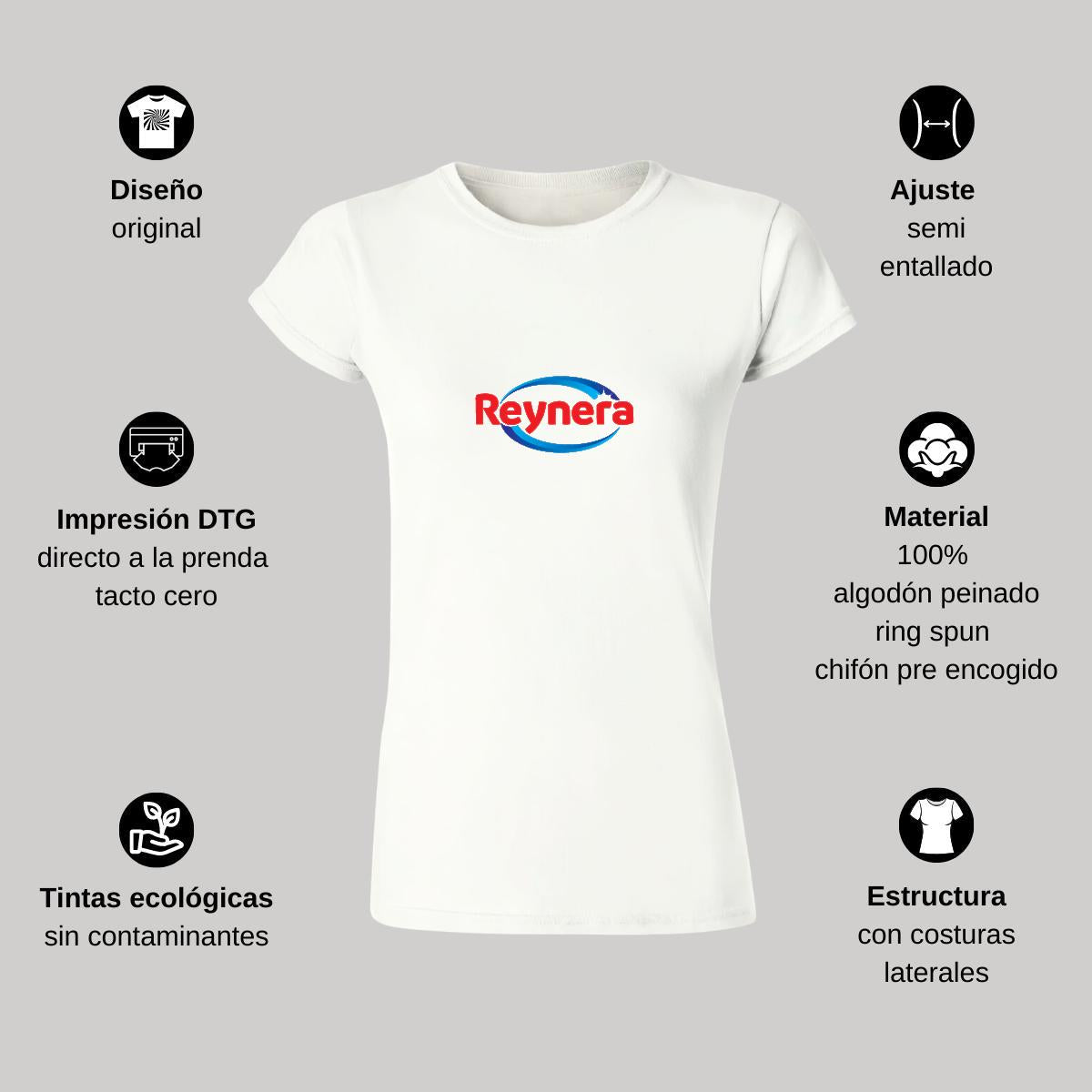 Playera Manga Corta Mujer Blanco Personalizable Logo