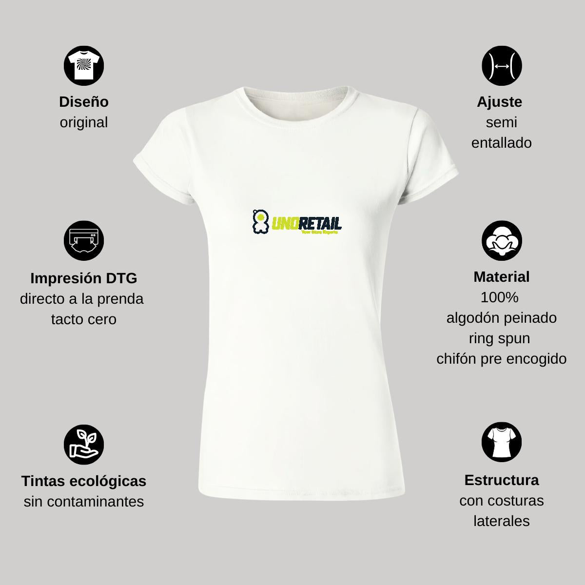 Playera Manga Corta Mujer Blanco Personalizable Logo