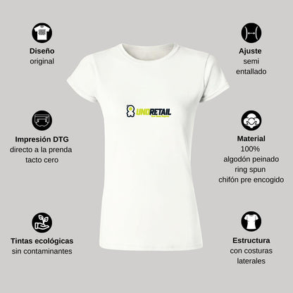 Playera Manga Corta Mujer Blanco Personalizable Logo