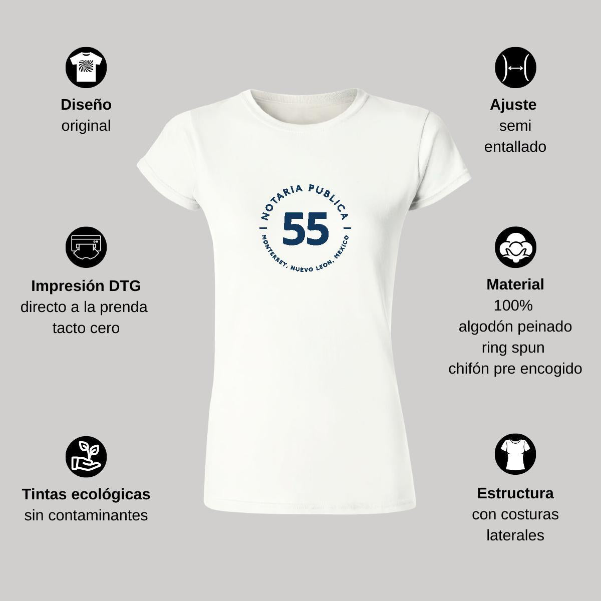 Playera Manga Corta Mujer Blanco Personalizable Logo