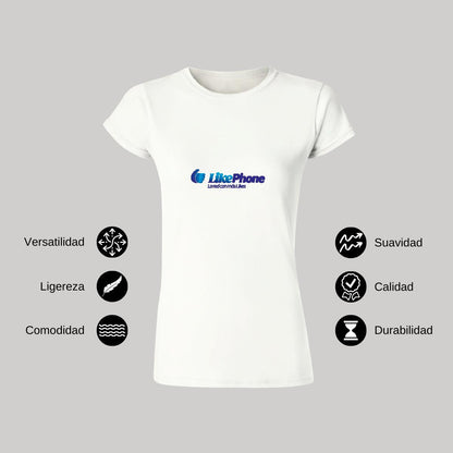 Playera Manga Corta Mujer Blanco Personalizable Logo