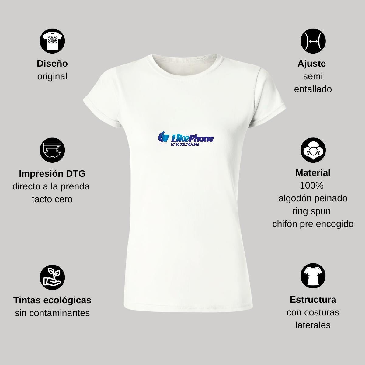 Playera Manga Corta Mujer Blanco Personalizable Logo