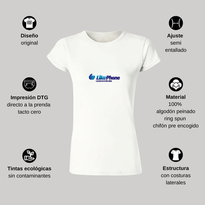 Playera Manga Corta Mujer Blanco Personalizable Logo