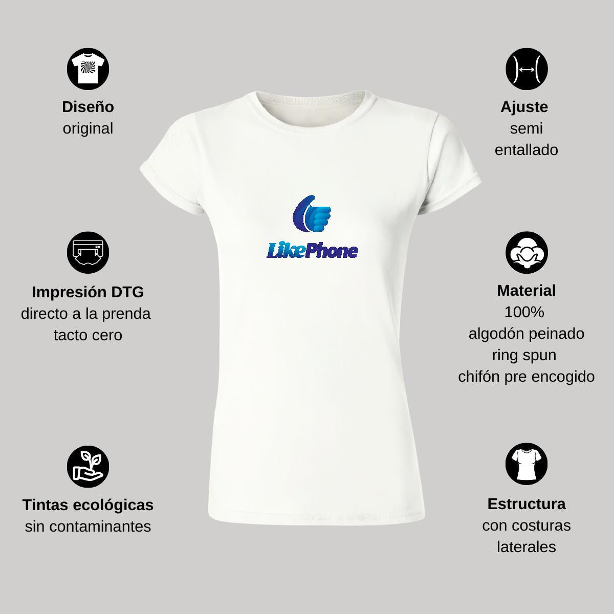 Playera Manga Corta Mujer Blanco Personalizable Logo
