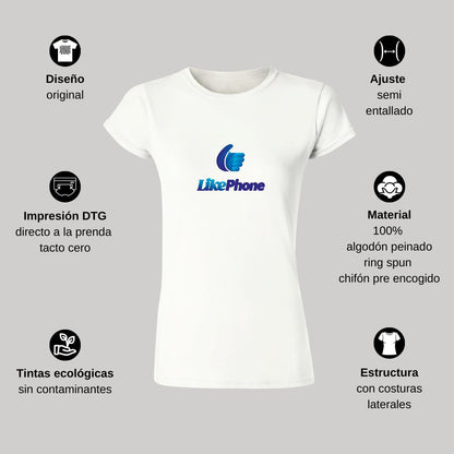 Playera Manga Corta Mujer Blanco Personalizable Logo