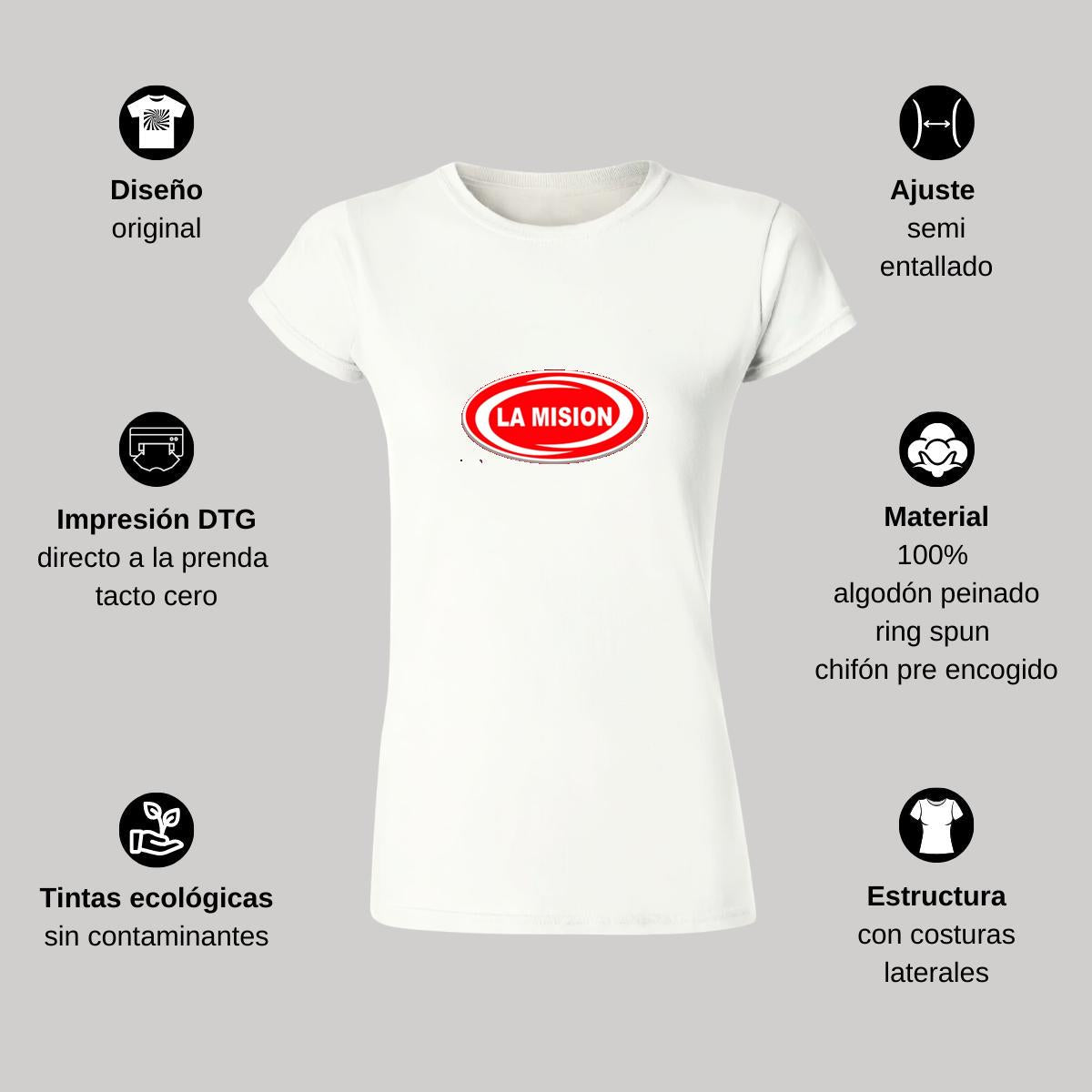 Playera Manga Corta Mujer Blanco Personalizable Logo