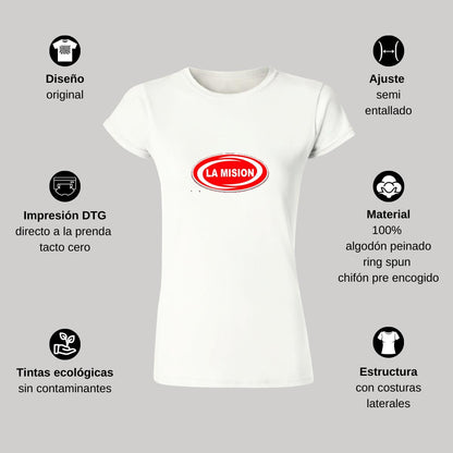 Playera Manga Corta Mujer Blanco Personalizable Logo