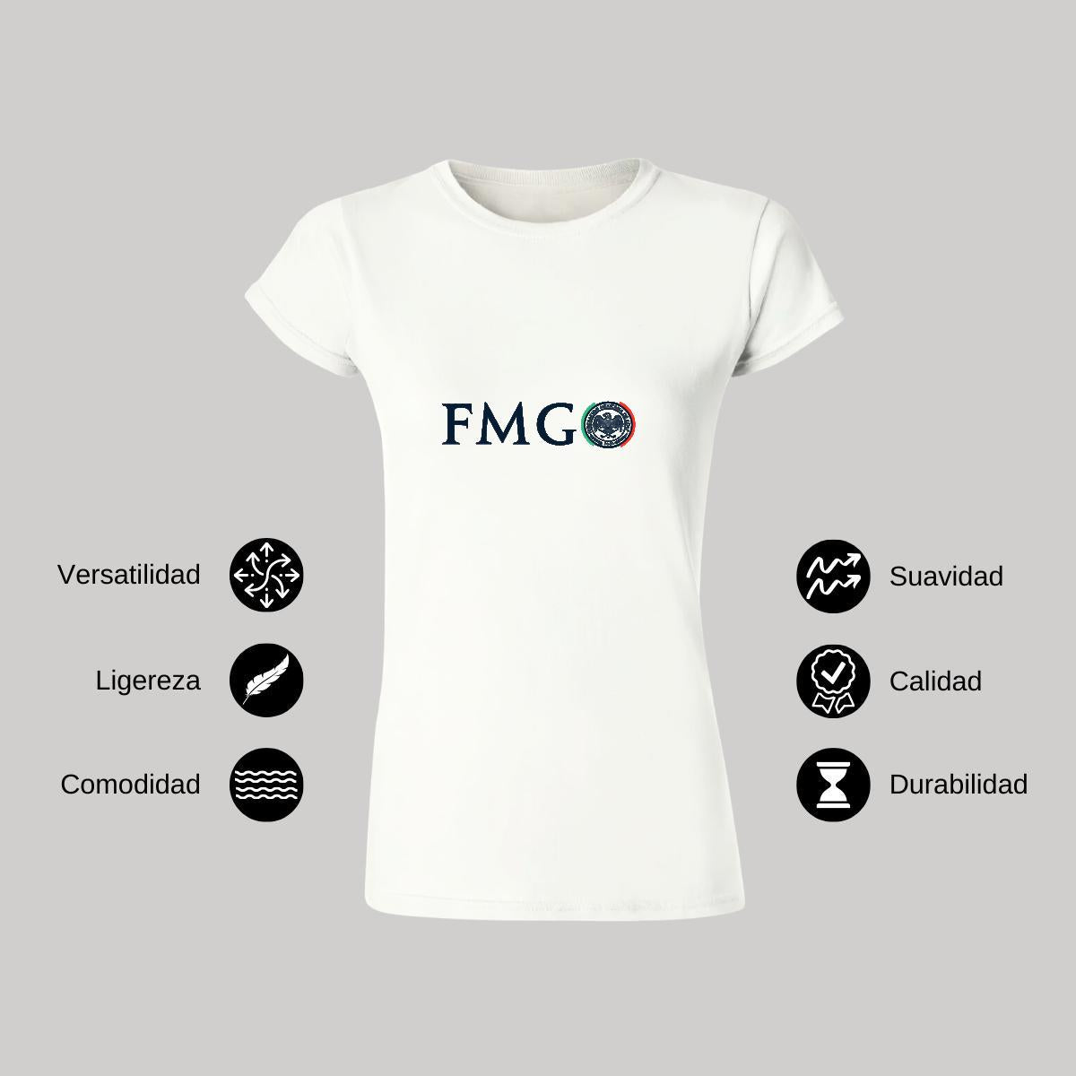Playera Manga Corta Mujer Blanco Personalizable Logo