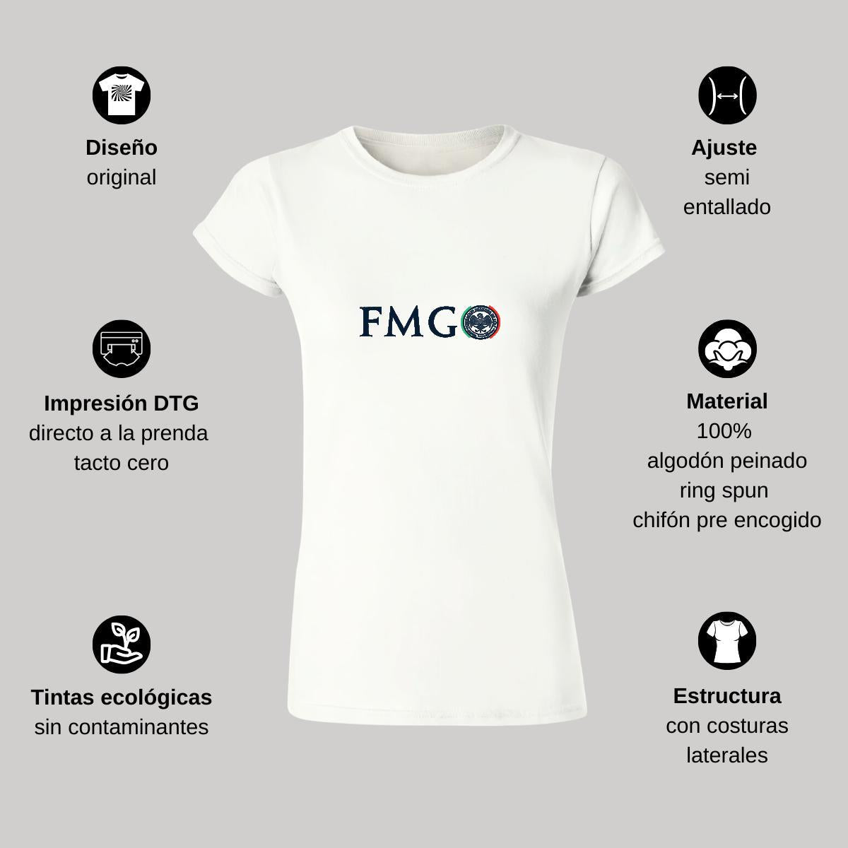 Playera Manga Corta Mujer Blanco Personalizable Logo