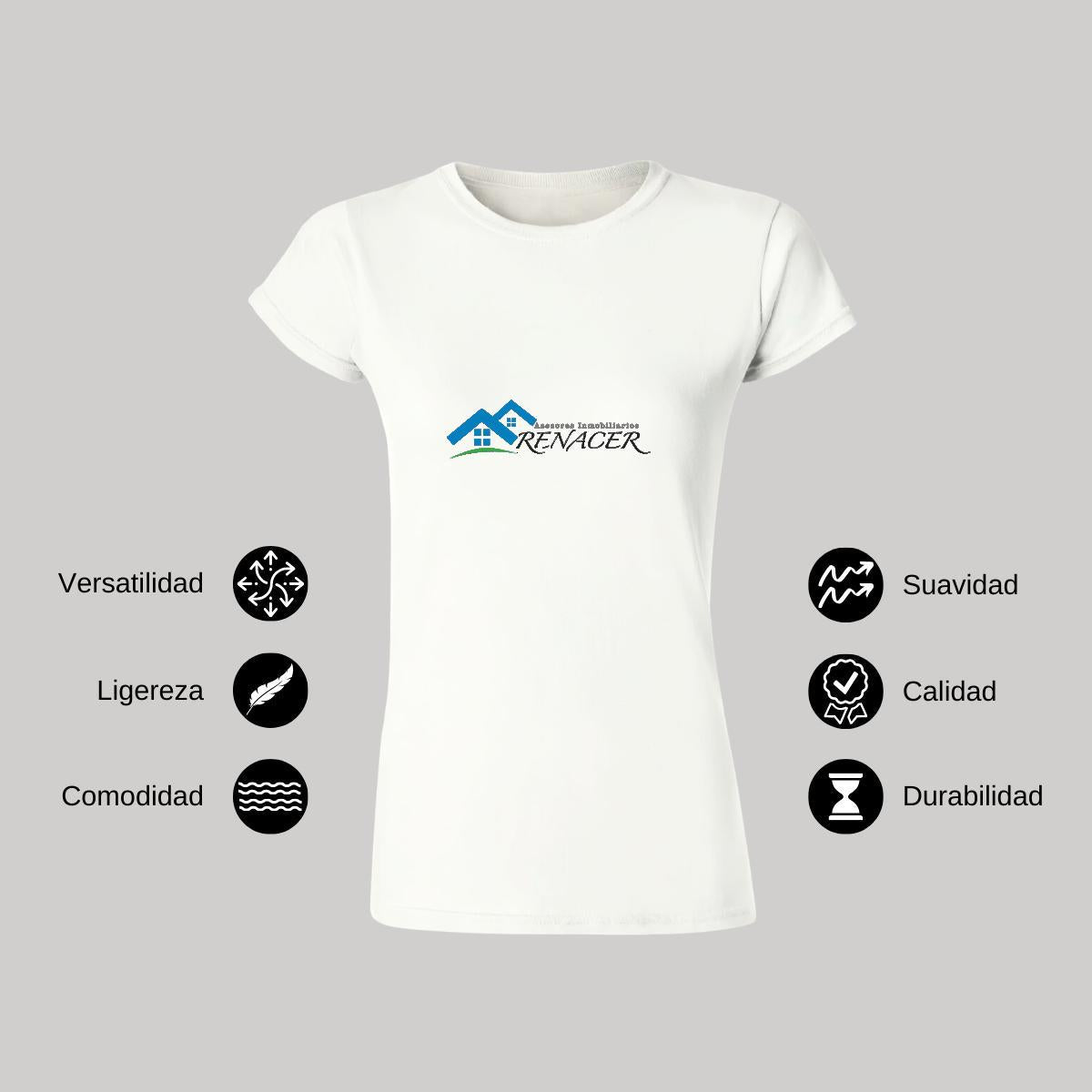 Playera Manga Corta Mujer Blanco Personalizable Logo