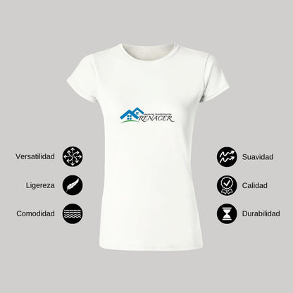 Playera Manga Corta Mujer Blanco Personalizable Logo