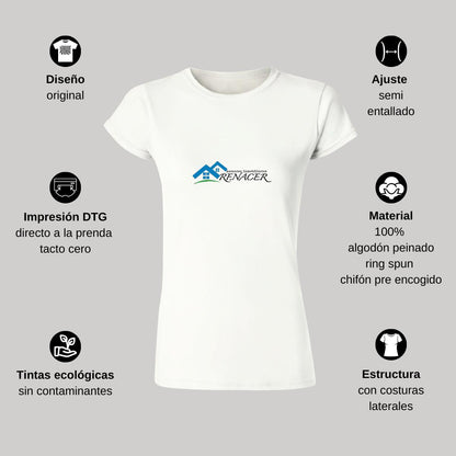 Playera Manga Corta Mujer Blanco Personalizable Logo