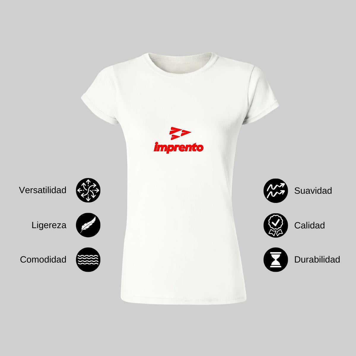 Playera Manga Corta Mujer Blanco Personalizable Logo