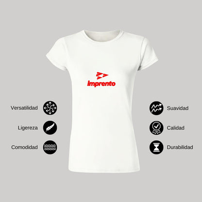 Playera Manga Corta Mujer Blanco Personalizable Logo