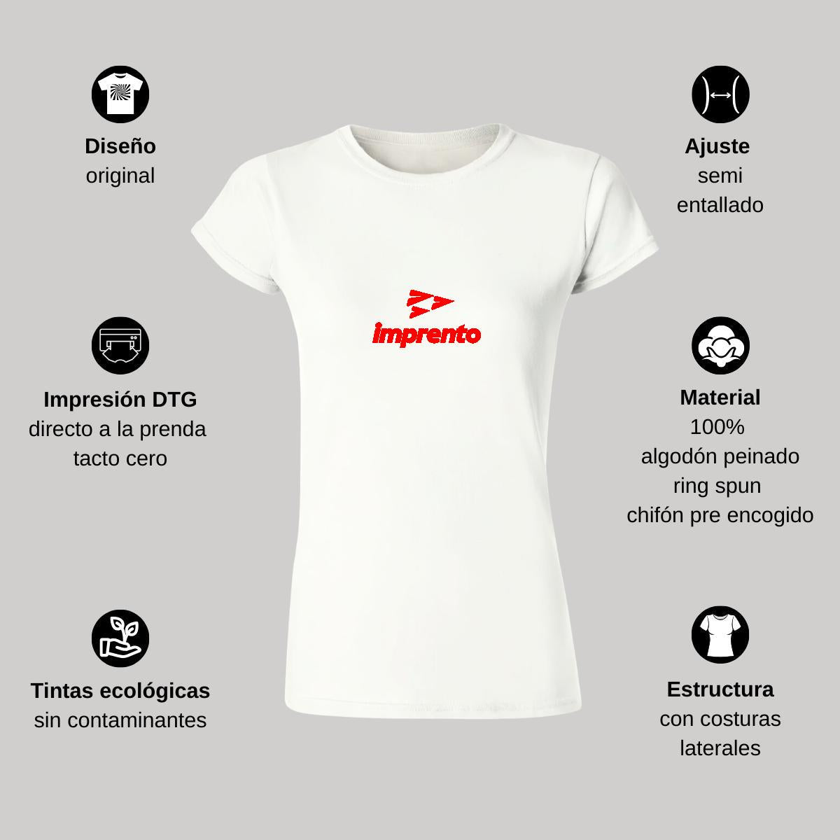Playera Manga Corta Mujer Blanco Personalizable Logo