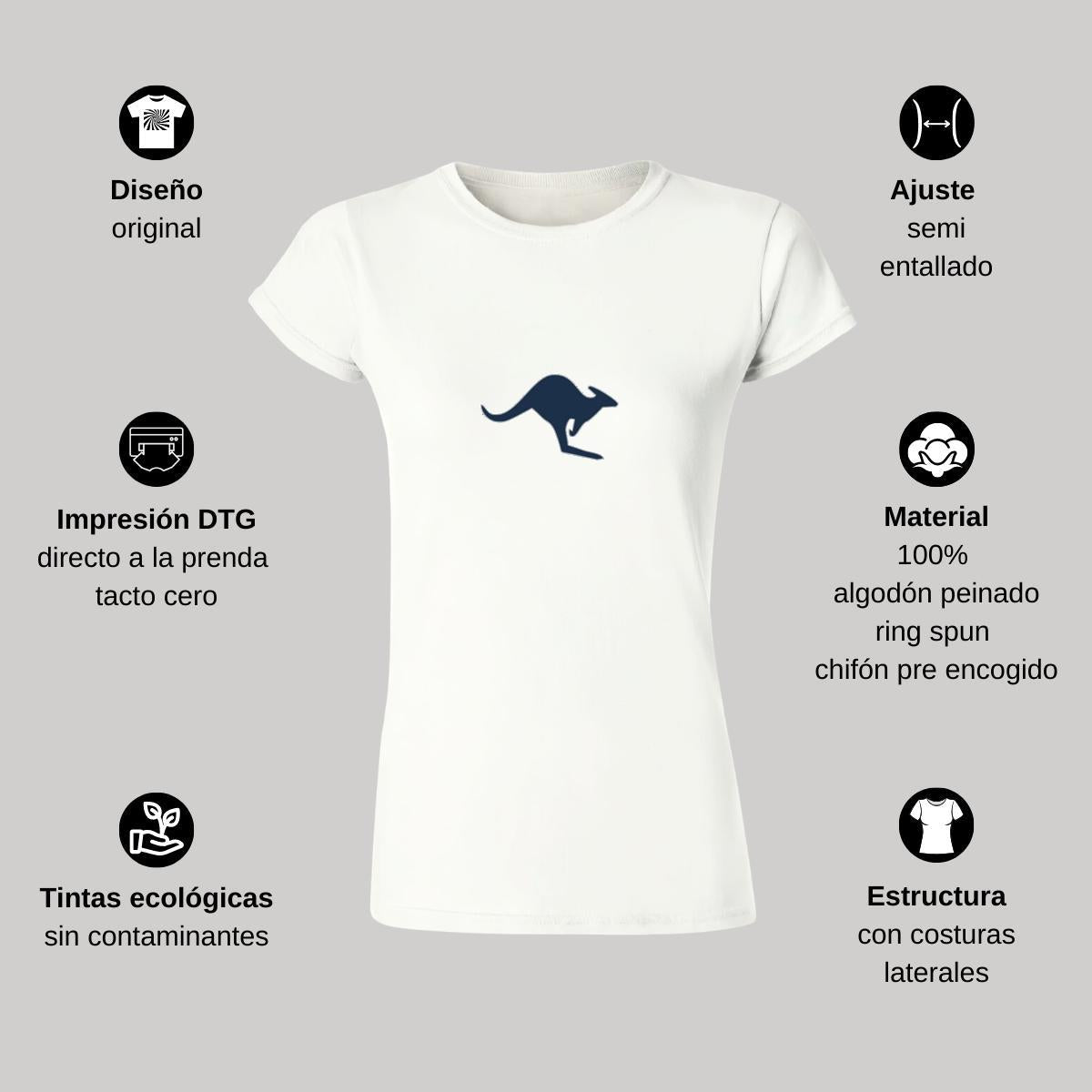 Playera Manga Corta Mujer Blanco Personalizable Logo