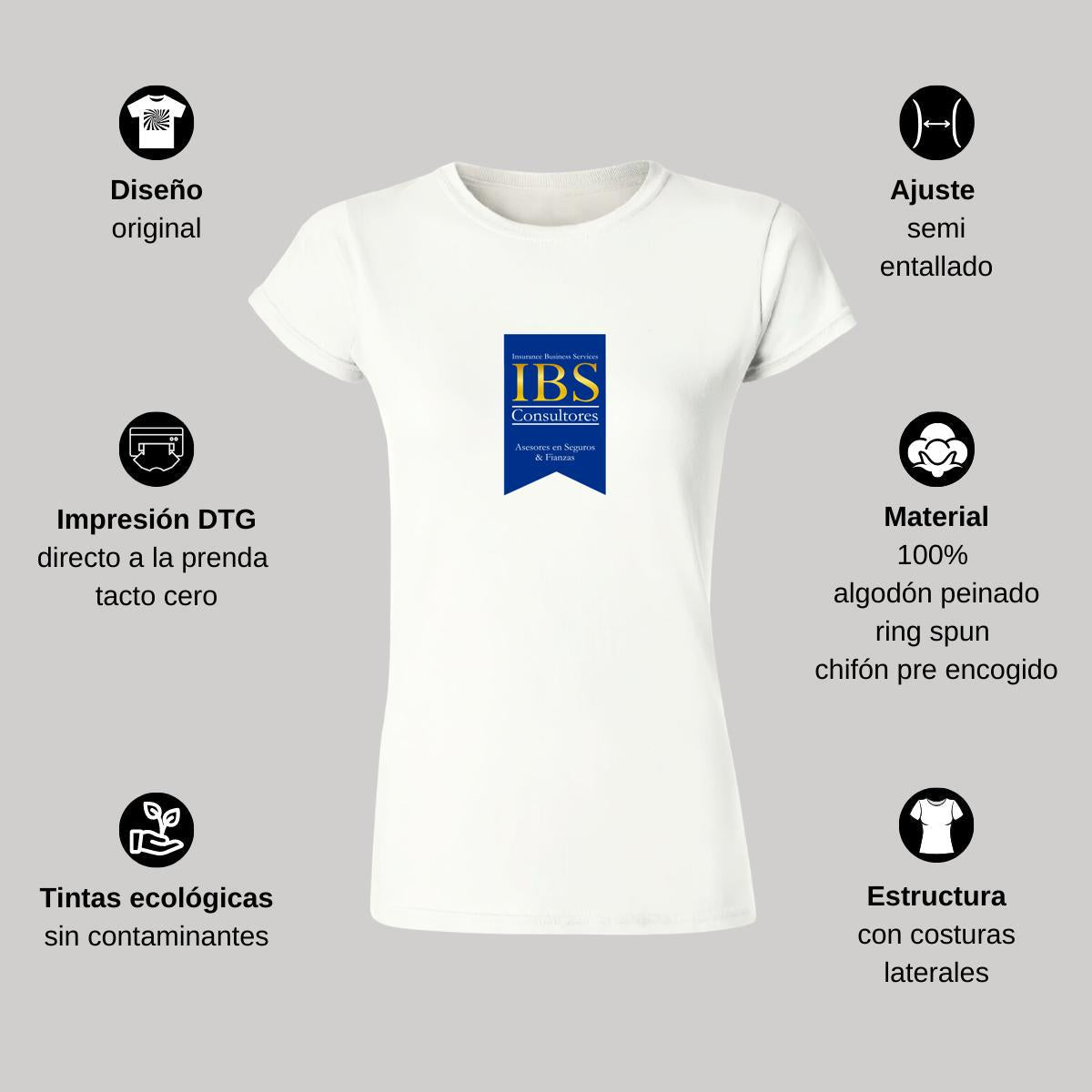 Playera Manga Corta Mujer Blanco Personalizable Logo