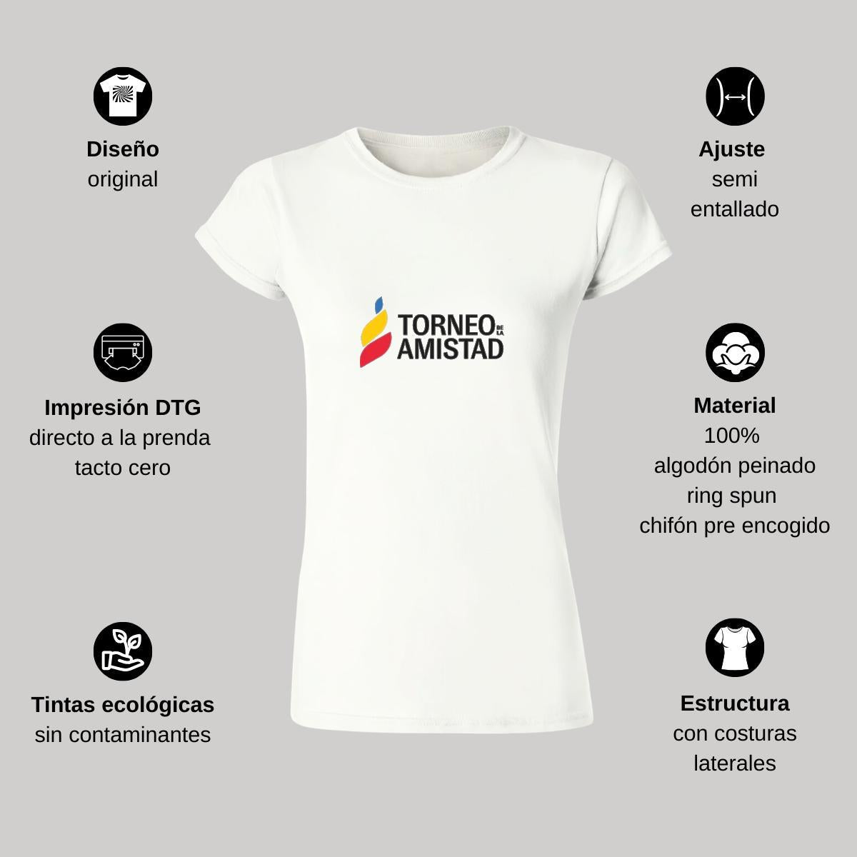 Playera Manga Corta Mujer Blanco Personalizable Logo