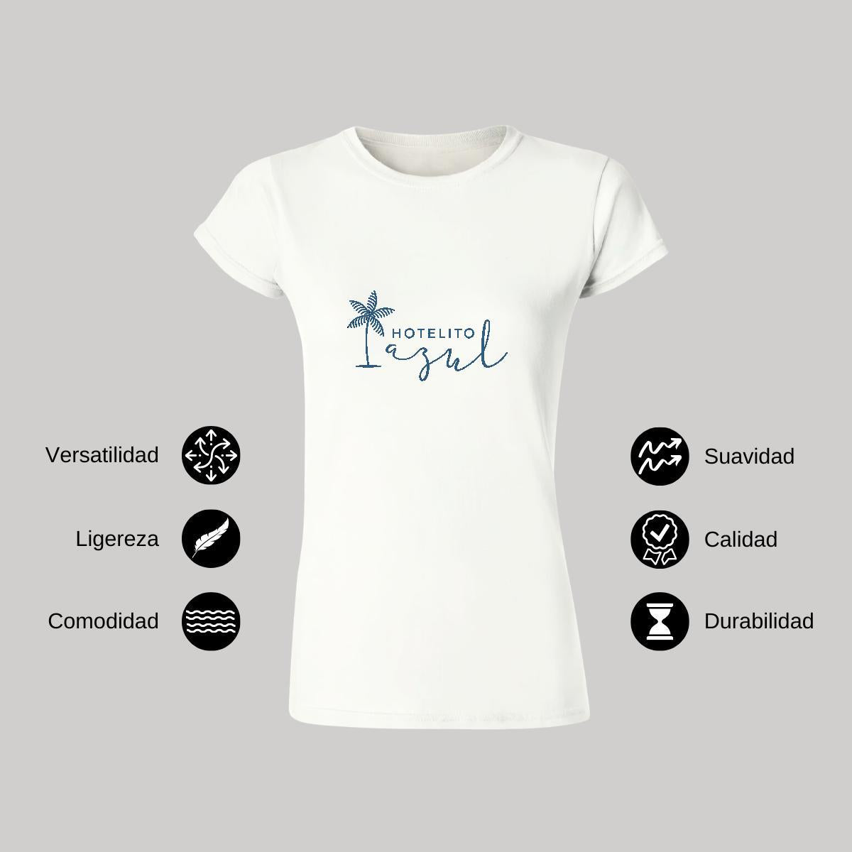 Playera Manga Corta Mujer Blanco Personalizable Logo