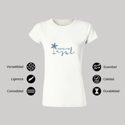 Playera Manga Corta Mujer Blanco Personalizable Logo