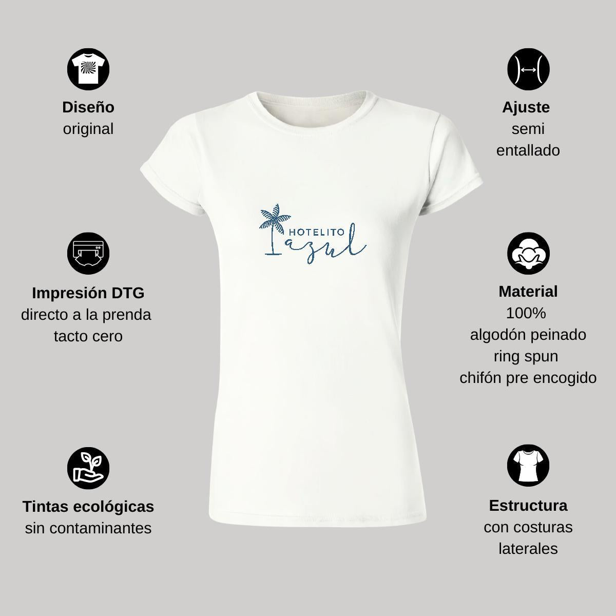 Playera Manga Corta Mujer Blanco Personalizable Logo