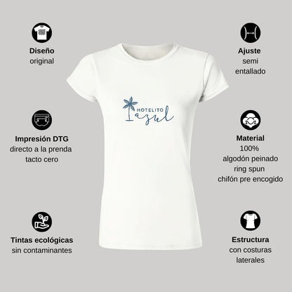Playera Manga Corta Mujer Blanco Personalizable Logo