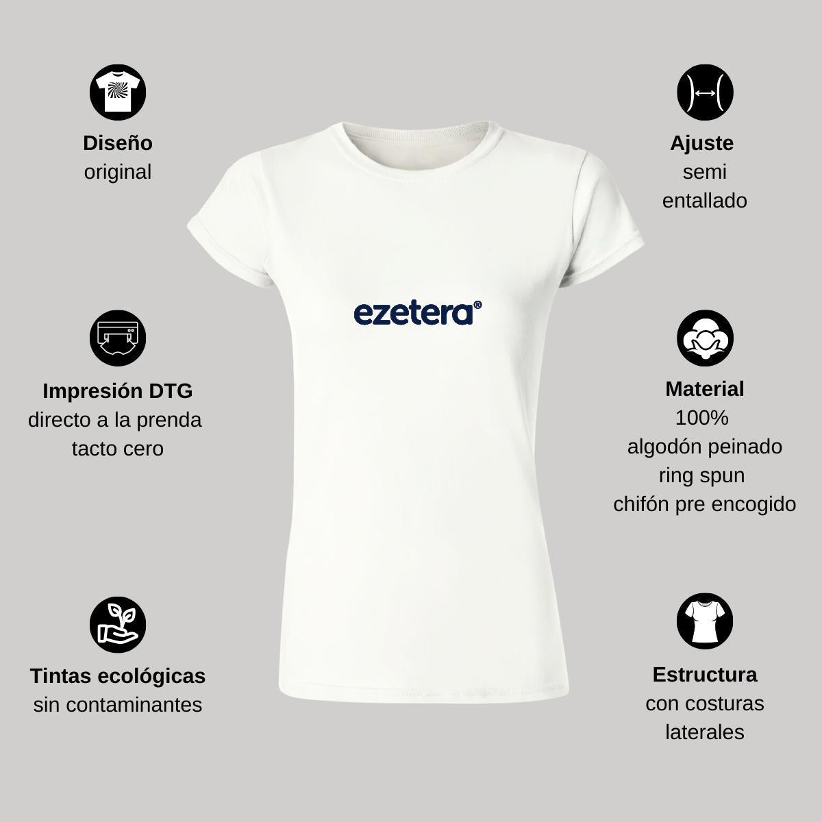 Playera Manga Corta Mujer Blanco Personalizable Logo