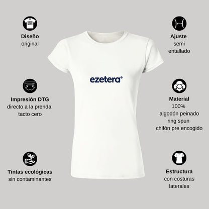 Playera Manga Corta Mujer Blanco Personalizable Logo