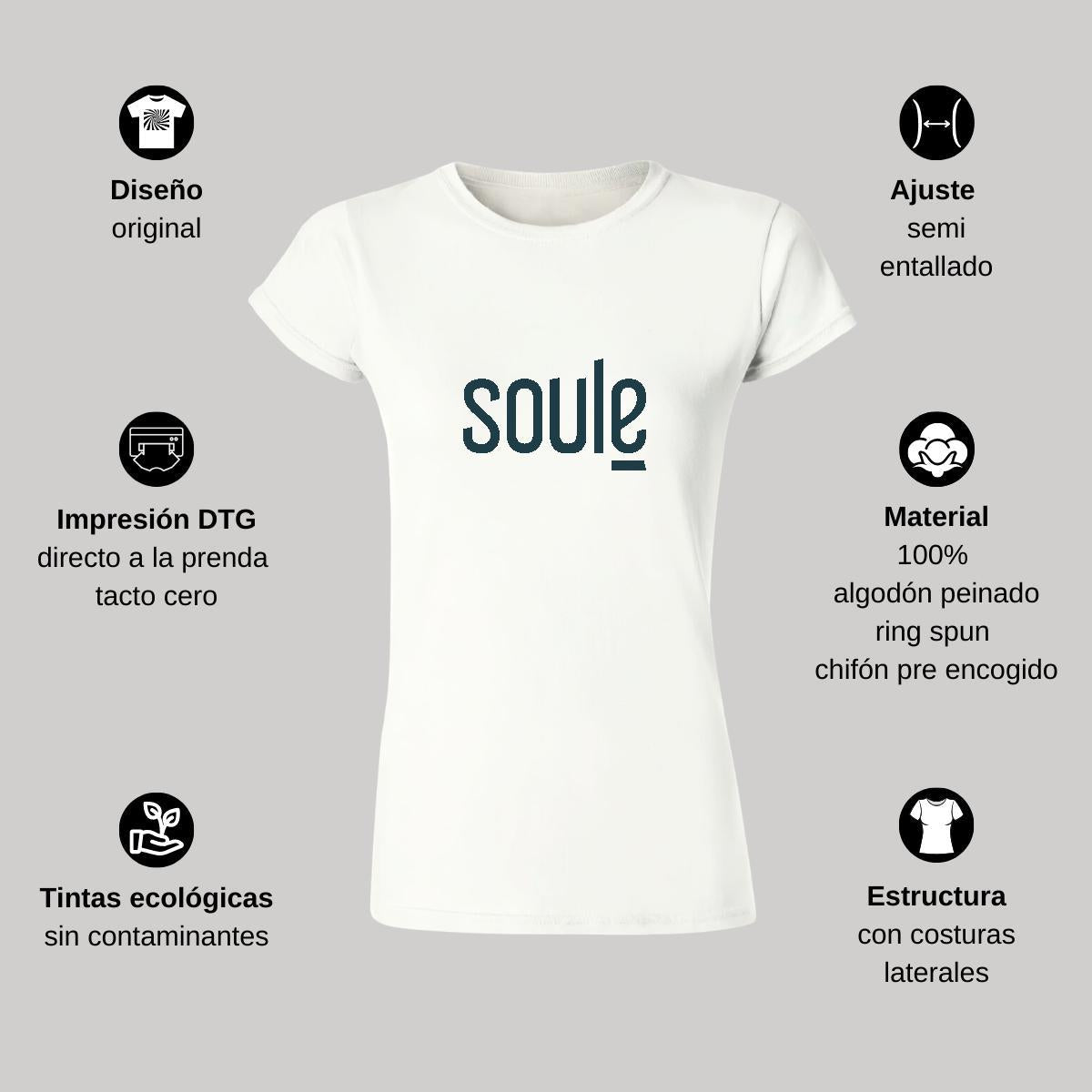 Playera Manga Corta Mujer Blanco Personalizable Logo
