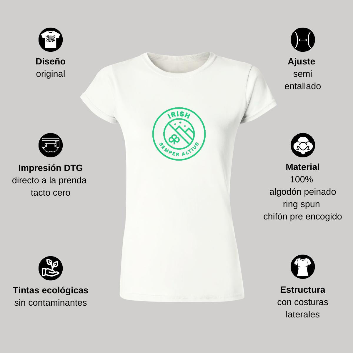 Playera Manga Corta Mujer Blanco Personalizable Logo