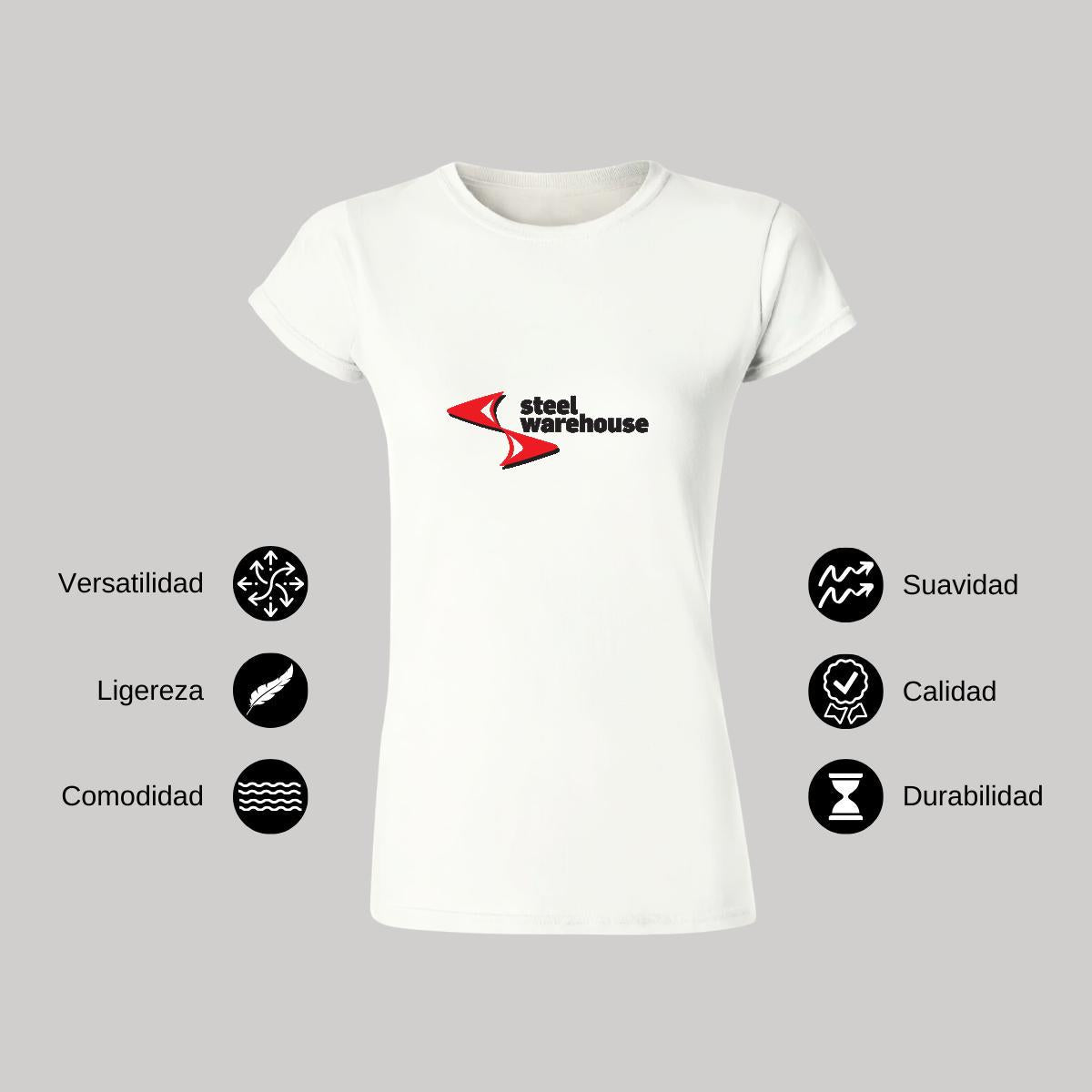 Playera Manga Corta Mujer Blanco Personalizable Logo
