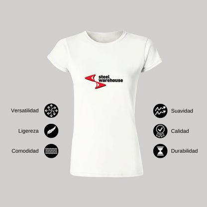 Playera Manga Corta Mujer Blanco Personalizable Logo
