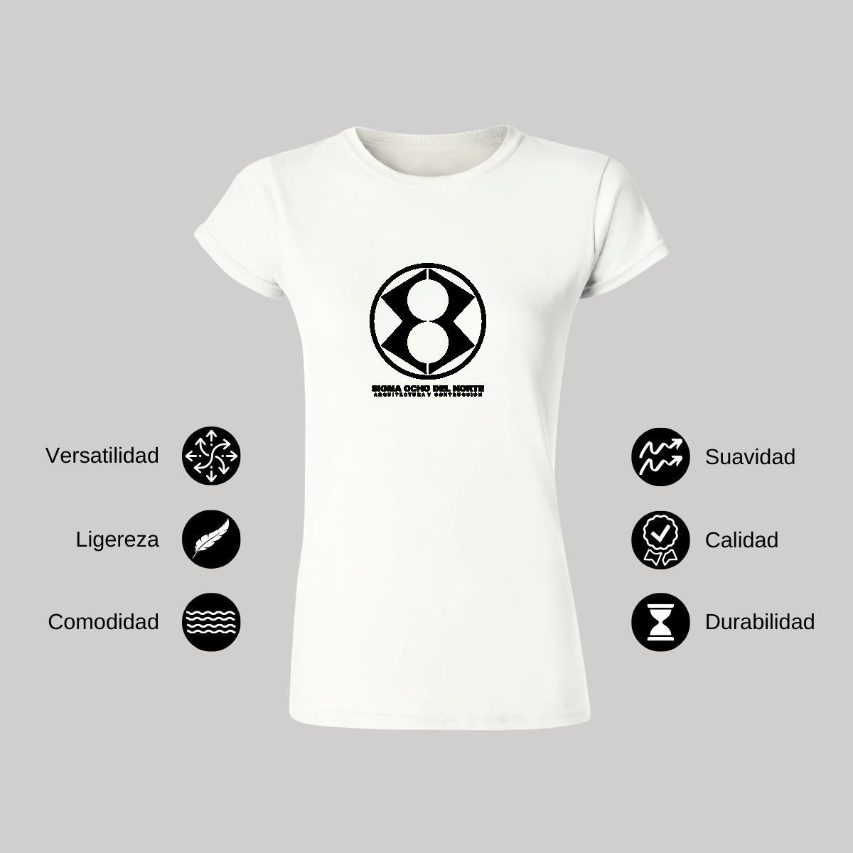 Playera Manga Corta Mujer Blanco Personalizable Logo