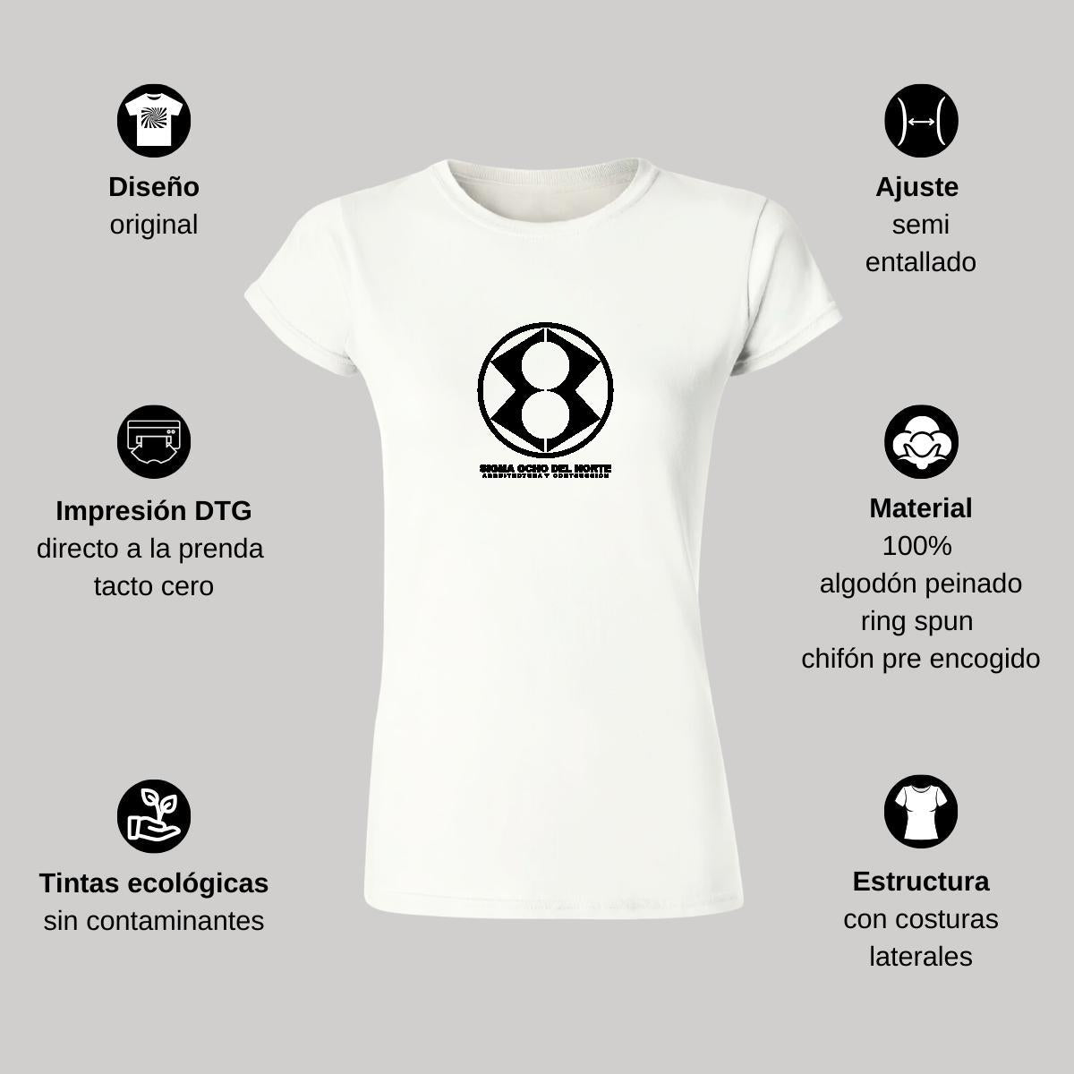 Playera Manga Corta Mujer Blanco Personalizable Logo