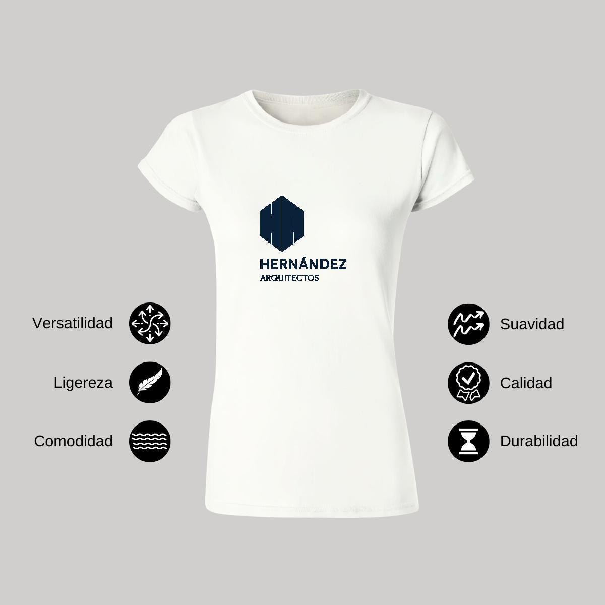 Playera Manga Corta Mujer Blanco Personalizable Logo