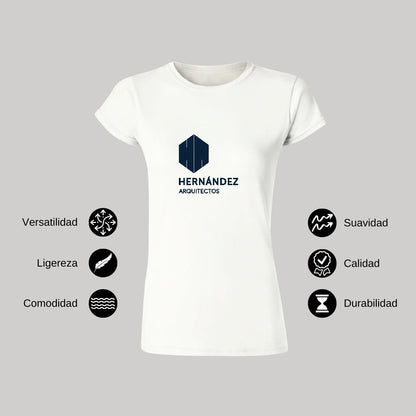 Playera Manga Corta Mujer Blanco Personalizable Logo