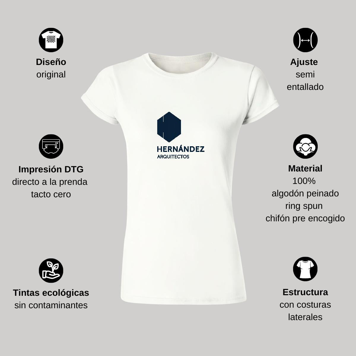 Playera Manga Corta Mujer Blanco Personalizable Logo