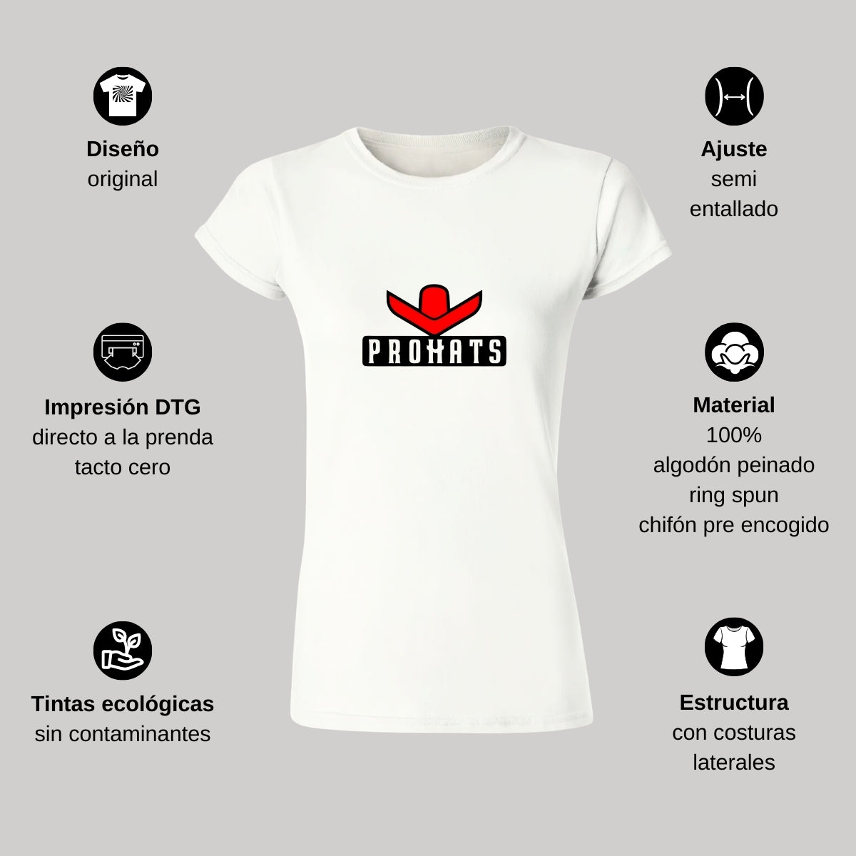 Playera Manga Corta Mujer Blanco Personalizable Logo