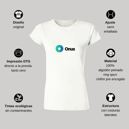 Playera Manga Corta Mujer Blanco Personalizable Logo