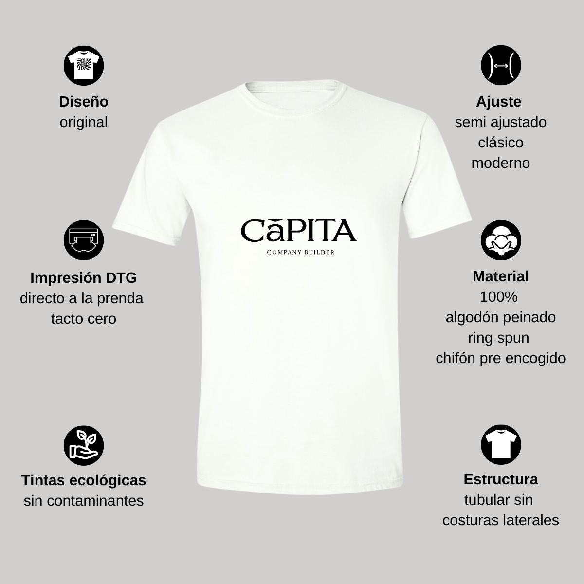 Playera Manga Corta Hombre Blanco Personalizable Logo