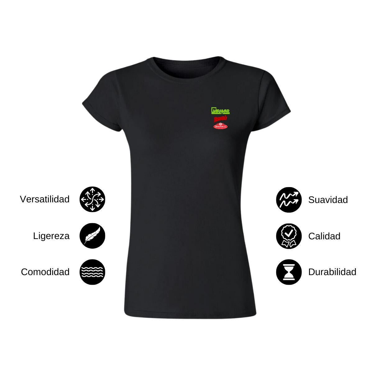 Playera Manga Corta Mujer Negro Personalizable Escudo