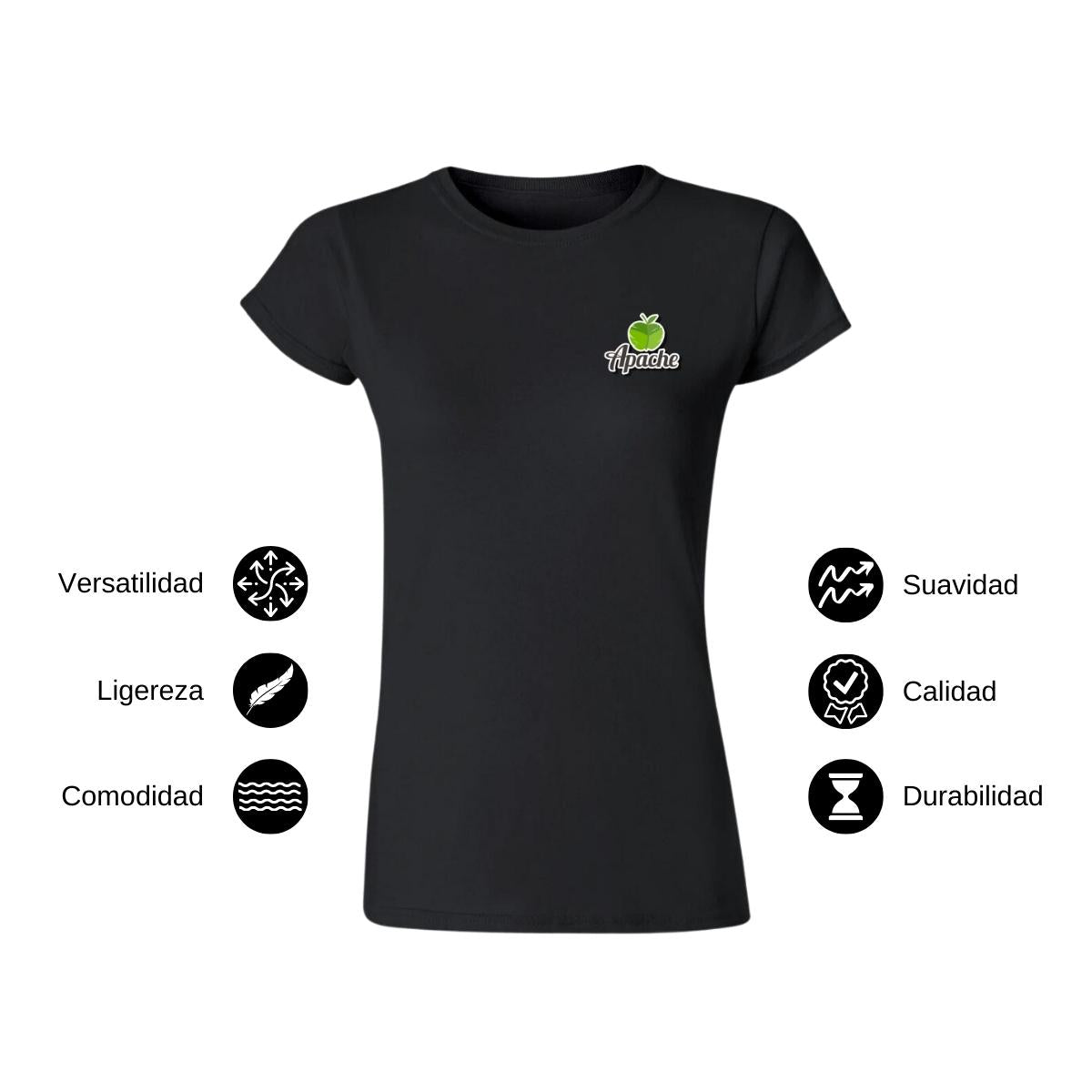Playera Manga Corta Mujer Negro Personalizable Escudo