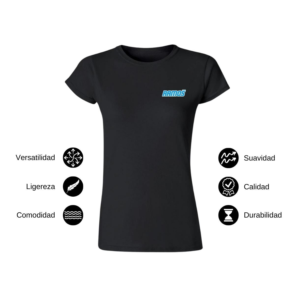 Playera Manga Corta Mujer Negro Personalizable Escudo