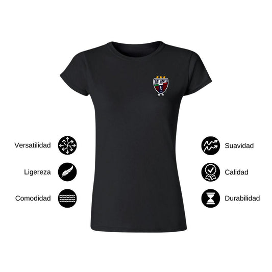Playera Manga Corta Mujer Negro Personalizable Escudo