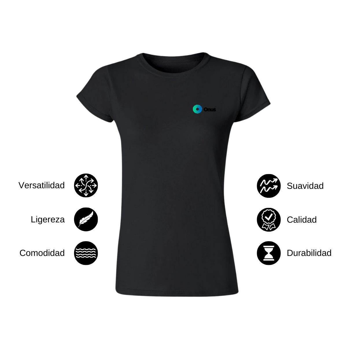 Playera Manga Corta Mujer Negro Personalizable Escudo