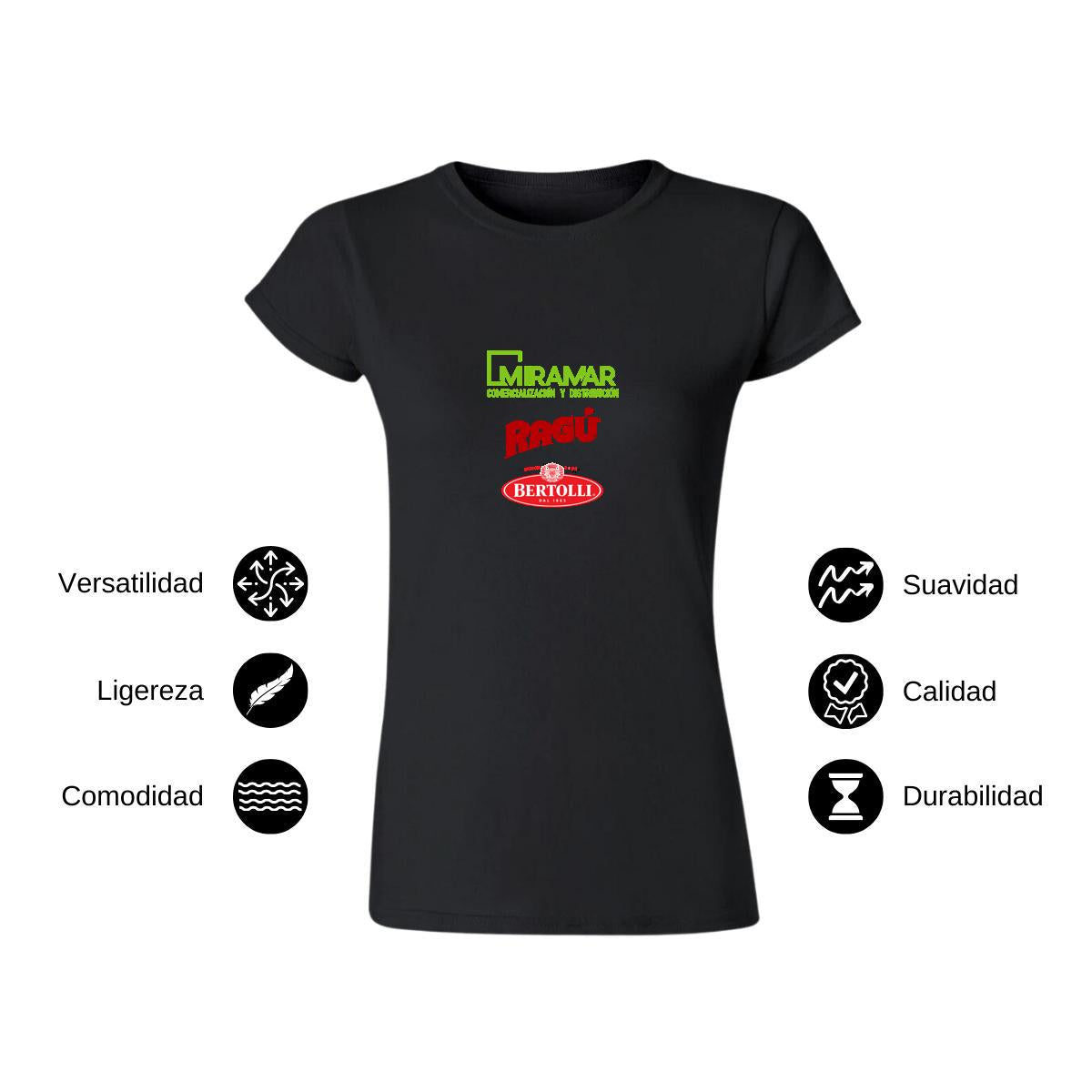 Playera Manga Corta Mujer Negro Personalizable Logo