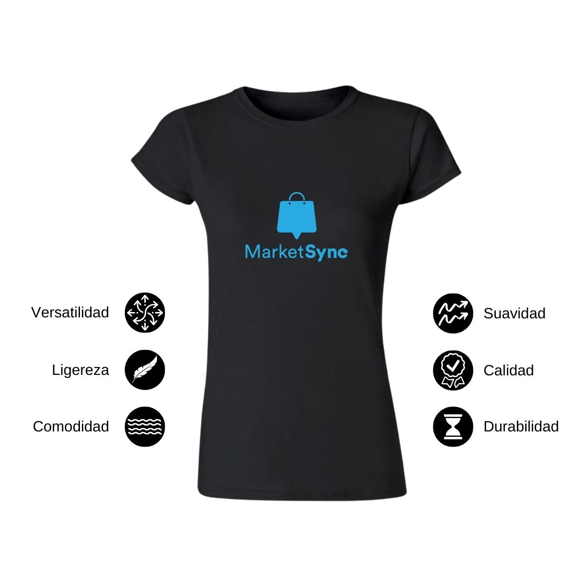 Playera Manga Corta Mujer Negro Personalizable Logo