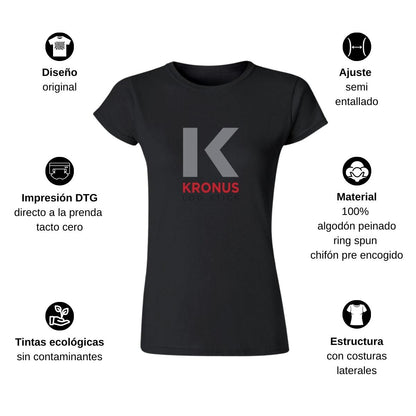 Playera Manga Corta Mujer Negro Personalizable Logo