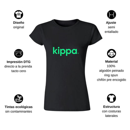 Playera Manga Corta Mujer Negro Personalizable Logo